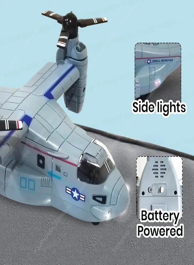 Spindoo V-22 Osprey Military Aircraft Toy for Kids 3+ | Friction Powered Army Plane with Lights & Sounds | Realistic Military Airplane Educational Toy for Boys & Girls - Image 3